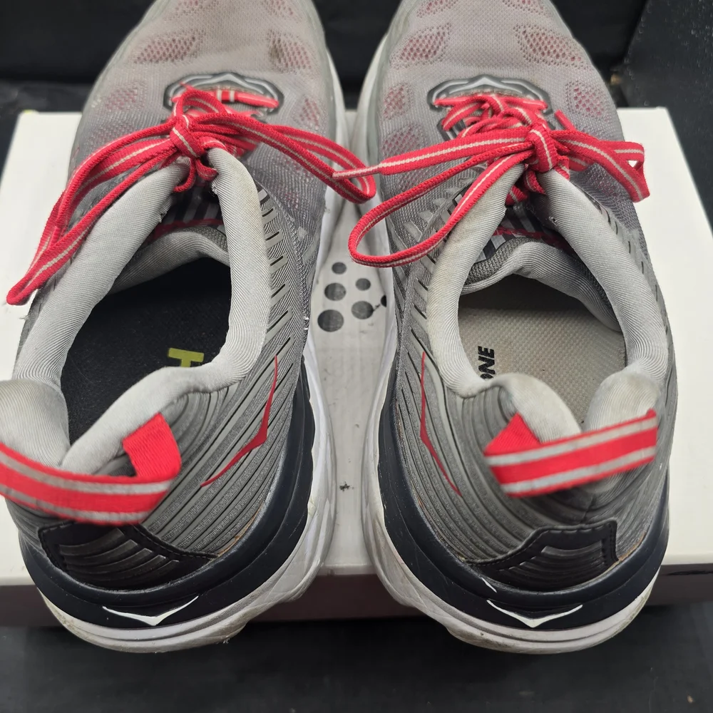 Hoka Gray‎ and Red Bondi 6 Shoes